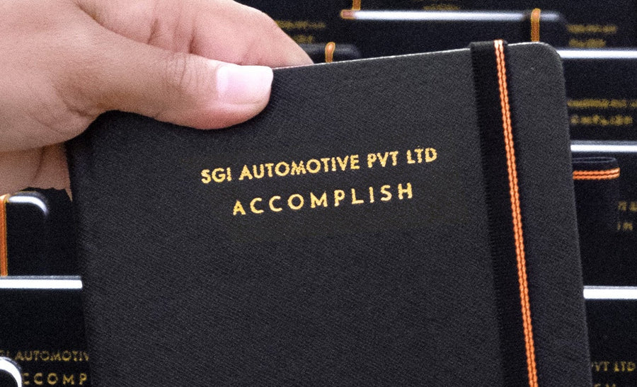 logo : gold + blind embossing  - SGI AUTOMOTIVE corporate gift
