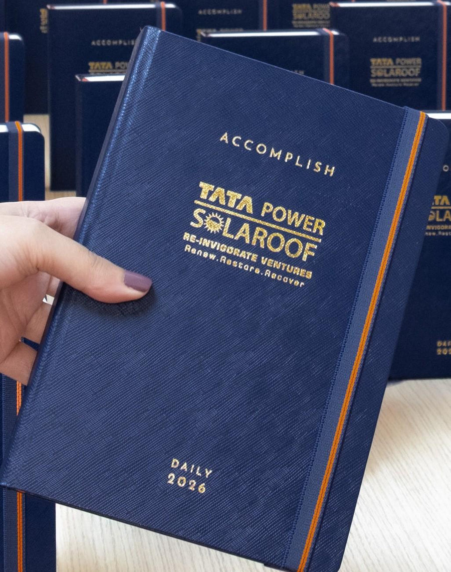 logo : gold + blind embossing - TATA POWER SOLAROOF corporate gift