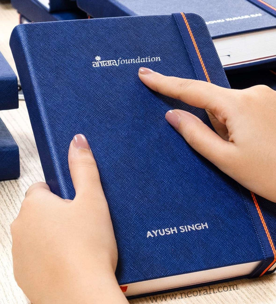 logo : blind + silver foil embossing - ANTARA FOUNDATION corporate gift