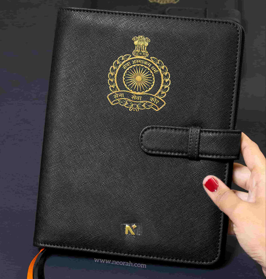 snap organiser logo : gold + blind embossing - ARMY SERVICE CORPS 503 BATTALION corporate gift
