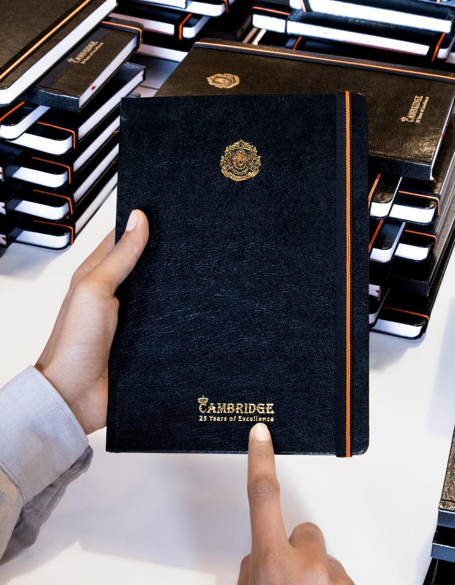 logo 1 : gold + blind embossing - CAMBRIDGE corporate gift