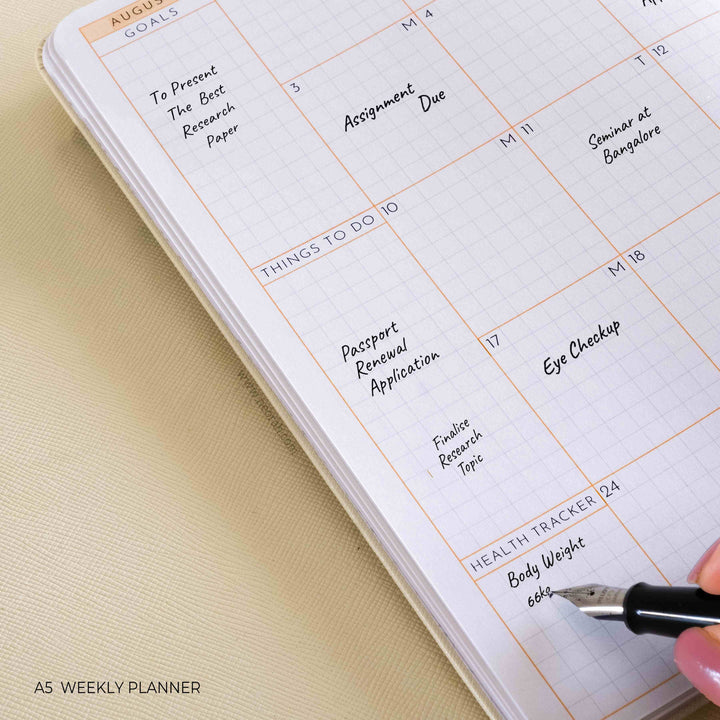 A5 - 2027 - WEEKLY PLANNER - HARD COVER
