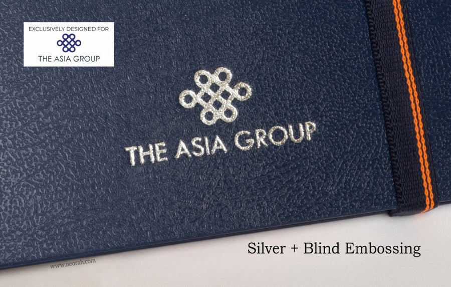 logo : silver + blind embossing  - THE ASIA GROUP corporate gift